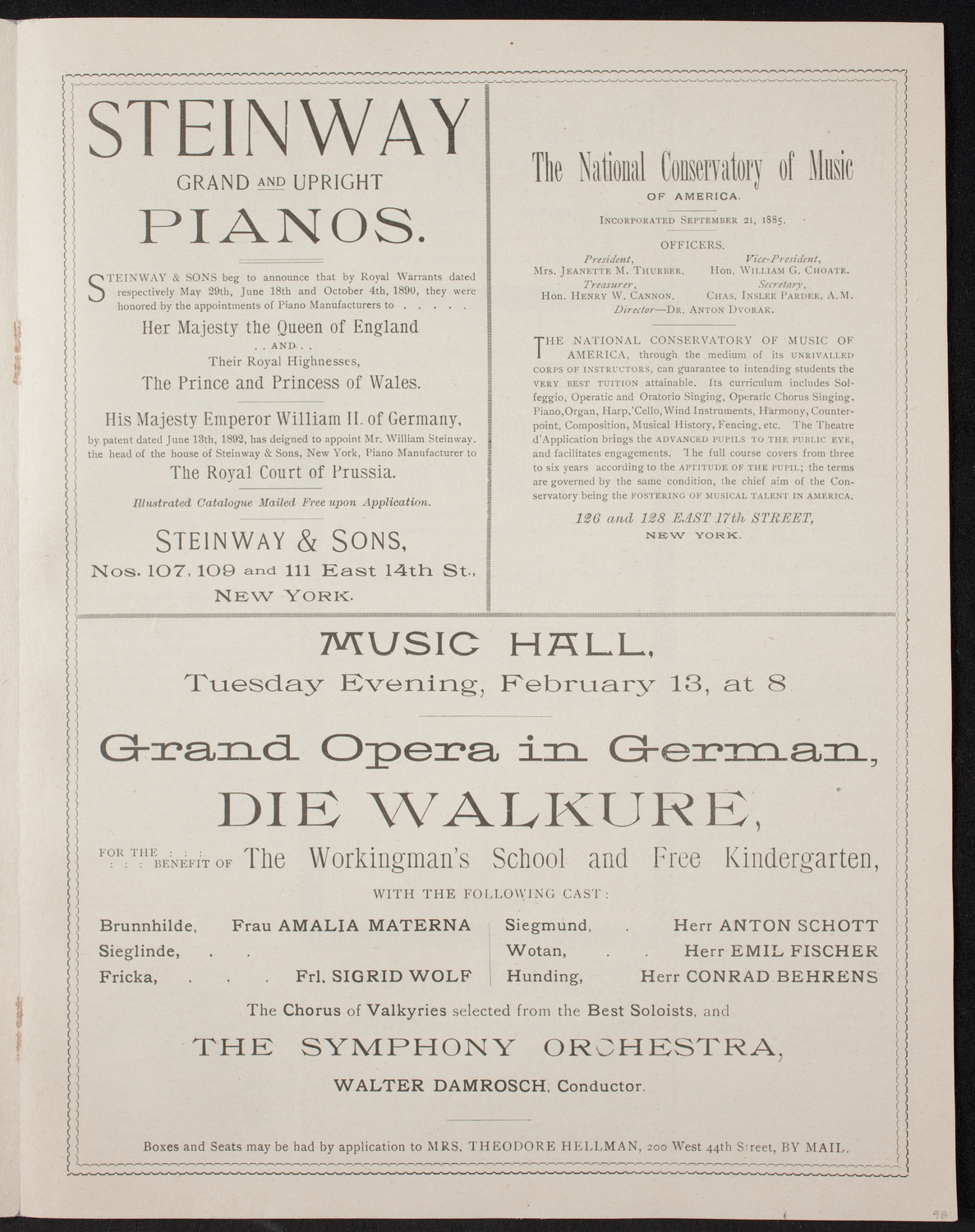 Boston Symphony Orchestra, January 11, 1894, program page 5