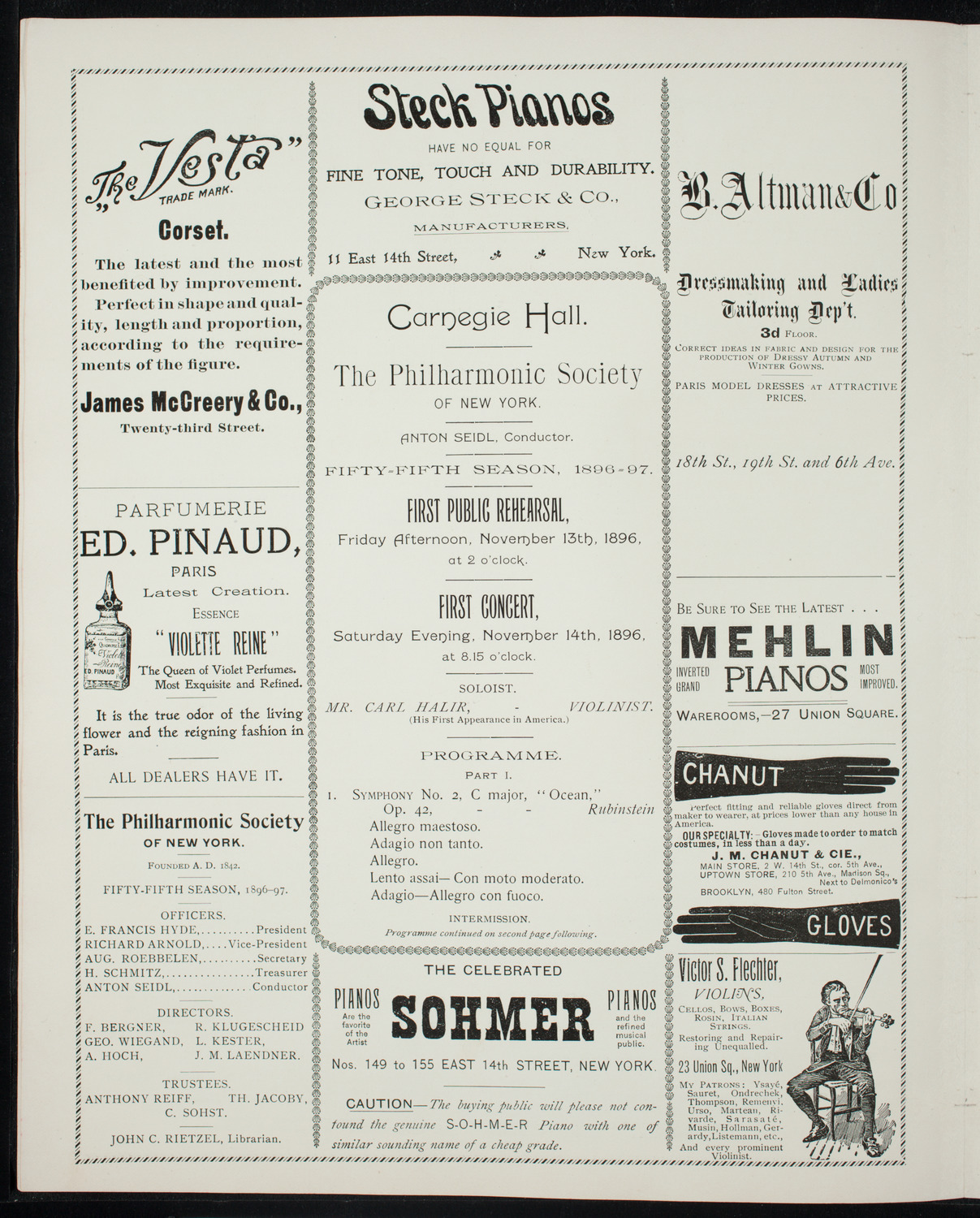 New York Philharmonic, November 13, 1896, program page 4