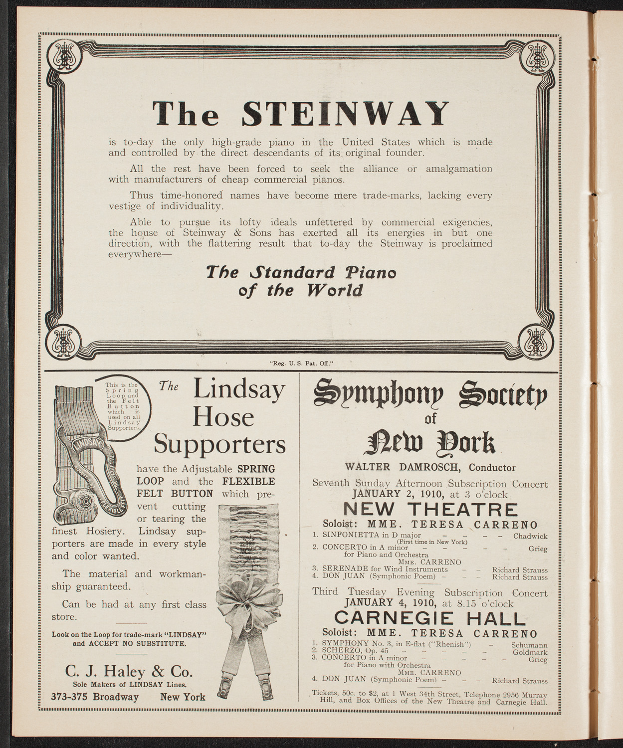 Oratorio Society of New York, December 30, 1909, program page 4