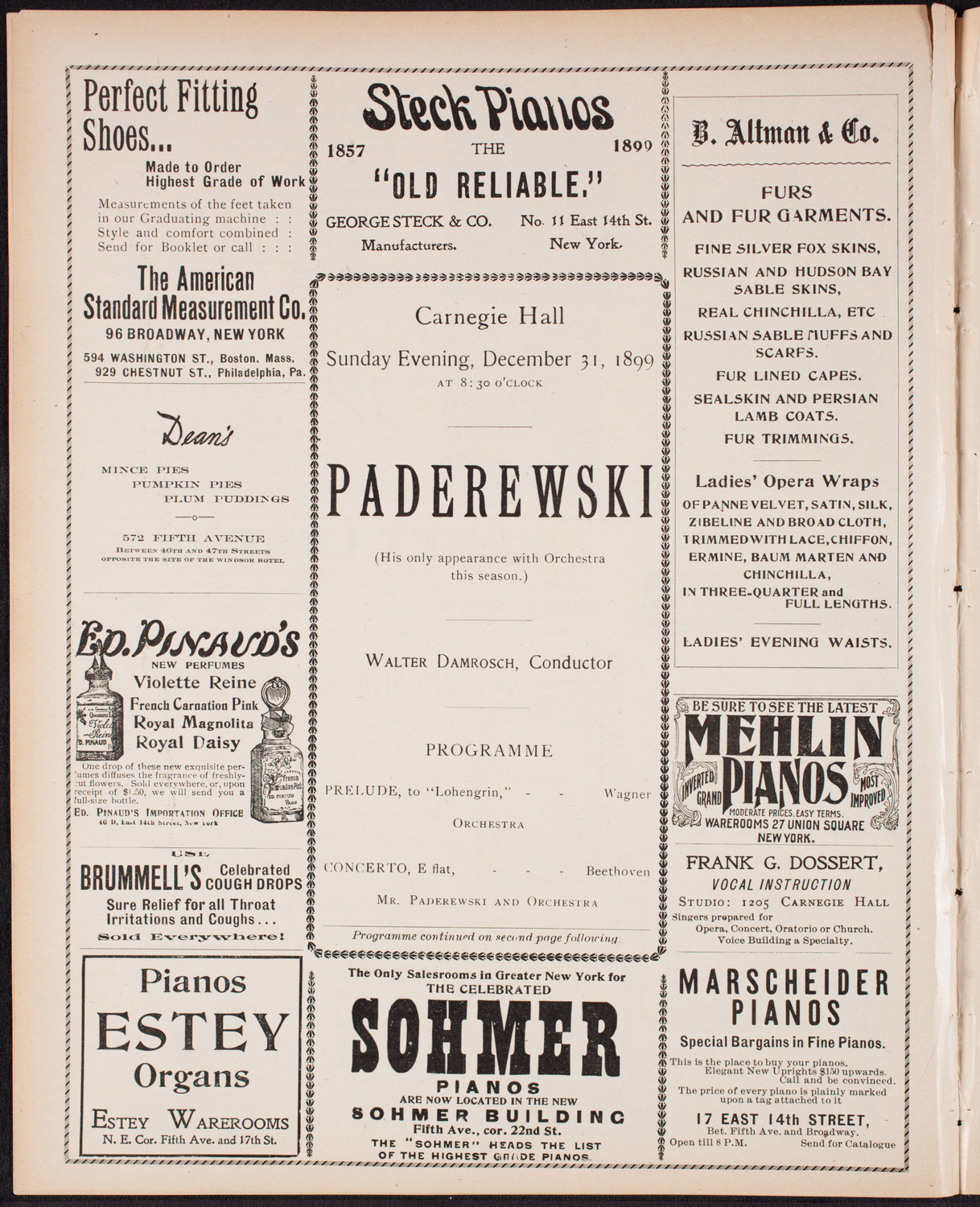 Ignacy Jan Paderewski, Piano, with the New York Symphony Orchestra, December 31, 1899, program page 4