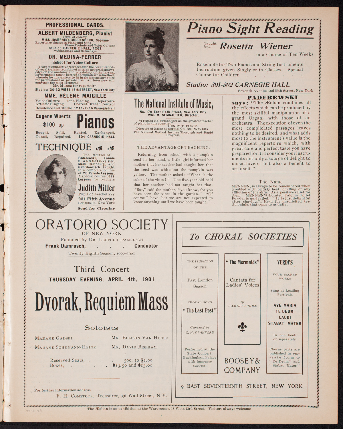 Symphony Concert for Young People, January 12, 1901, program page 3