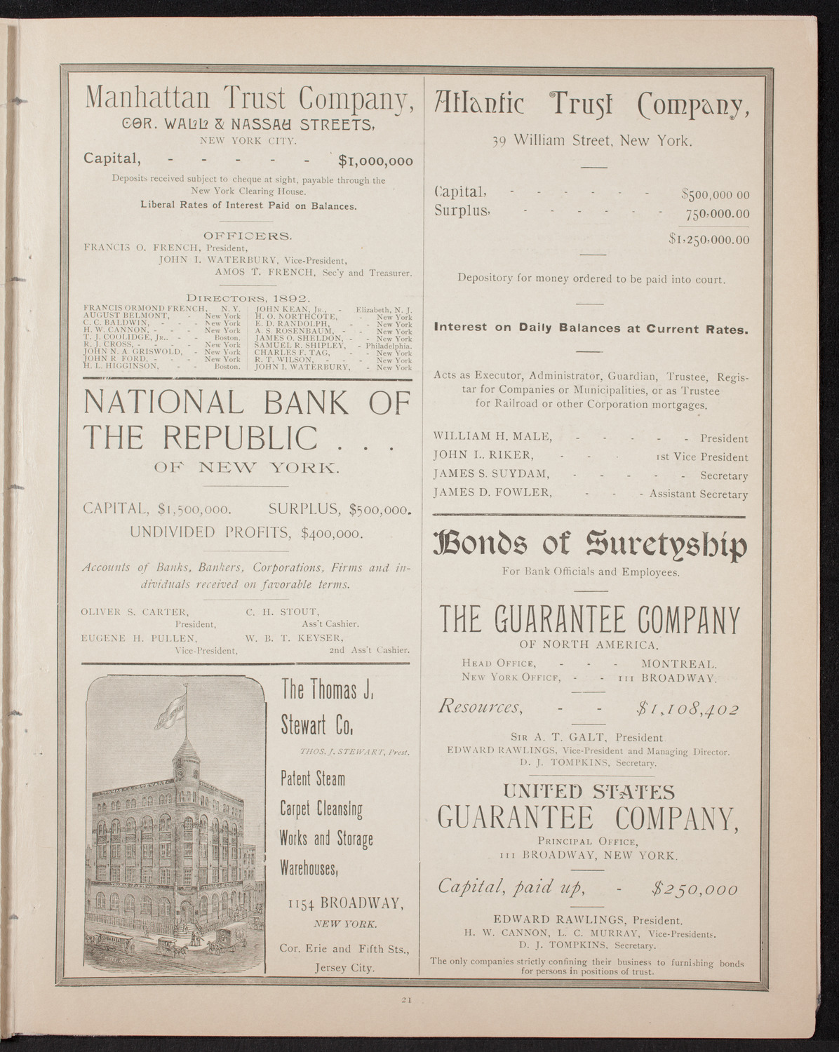 New York Banks' Glee Club, April 24, 1893, program page 21