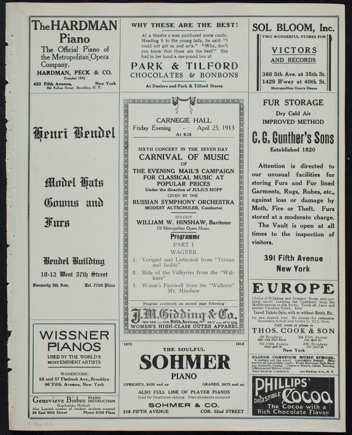 Russian Symphony Society of New York, April 25, 1913, program page 5