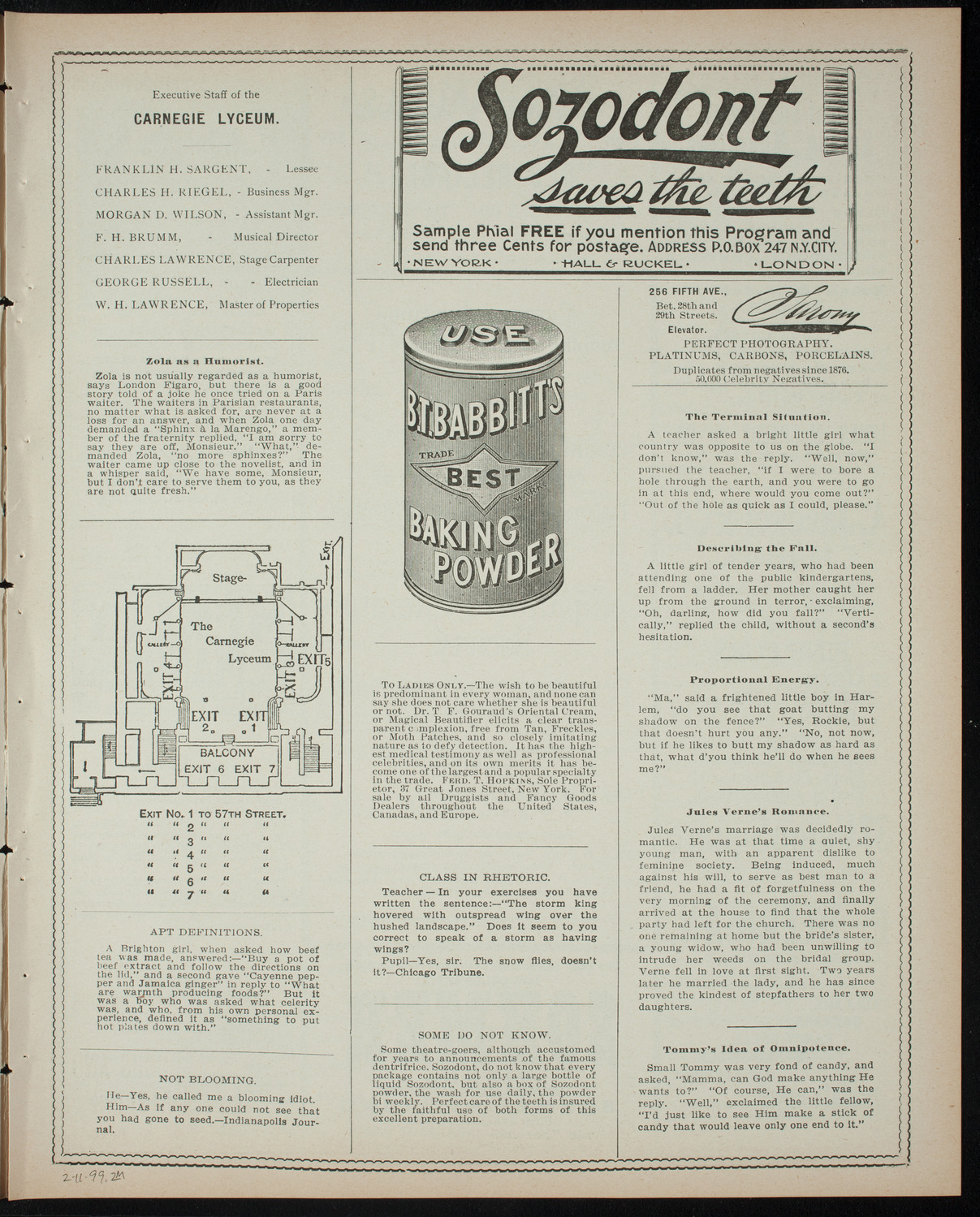 Comparative Literature Society Saturday Morning Conference, February 11, 1899, program page 3