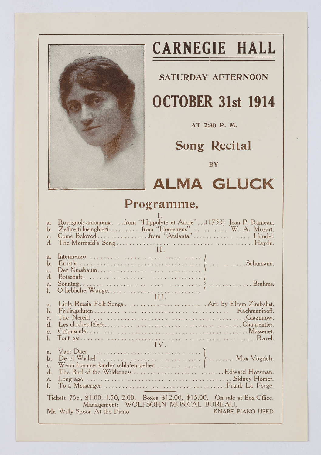Alma Gluck, October 31, 1914
