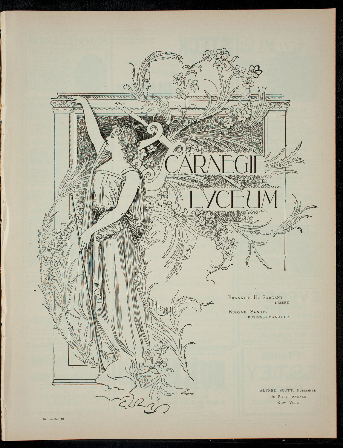 Lecture by Captain Edmund L. Zalinski, April 16, 1901, program page 1