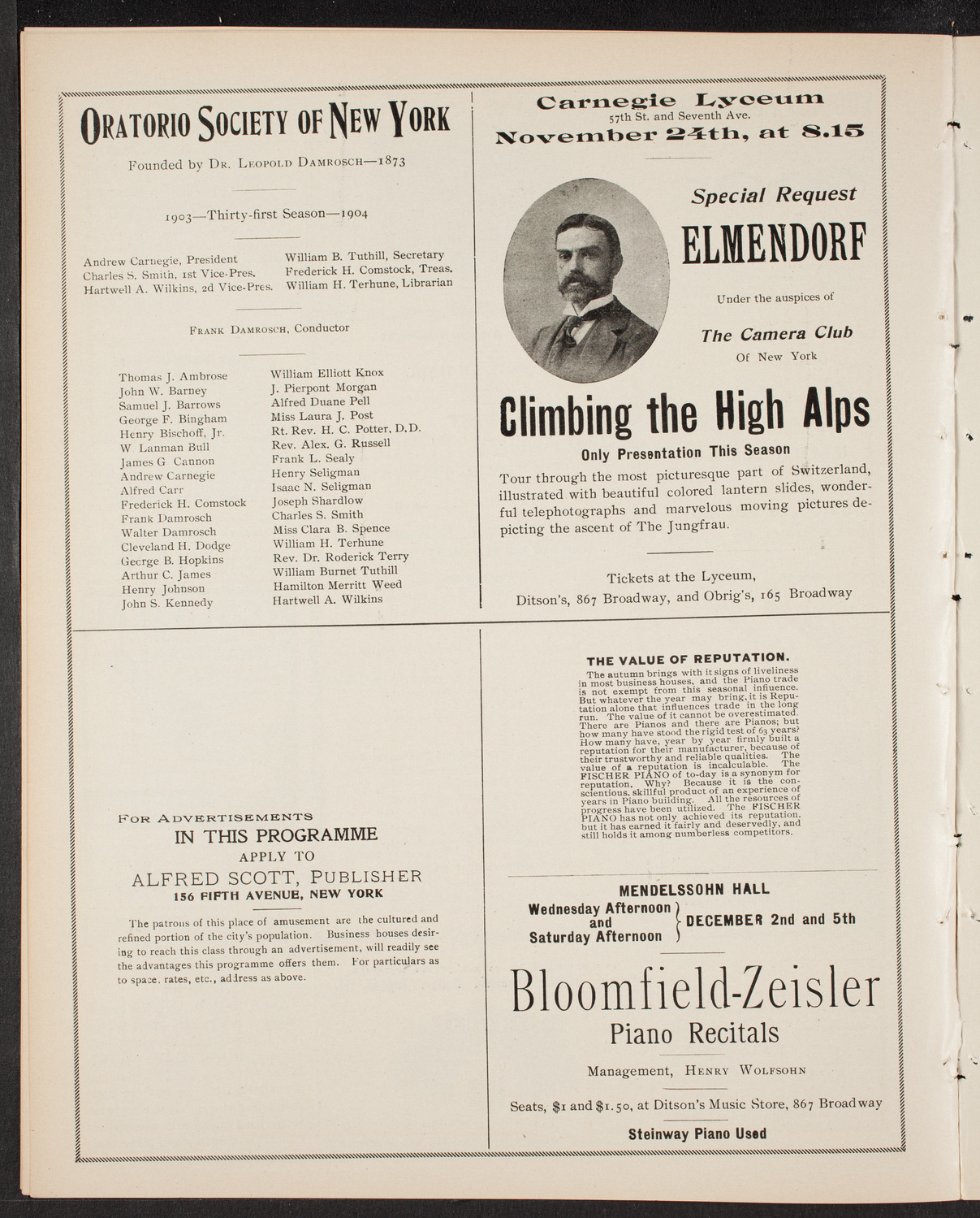 New York Symphony Orchestra, November 22, 1903, program page 10