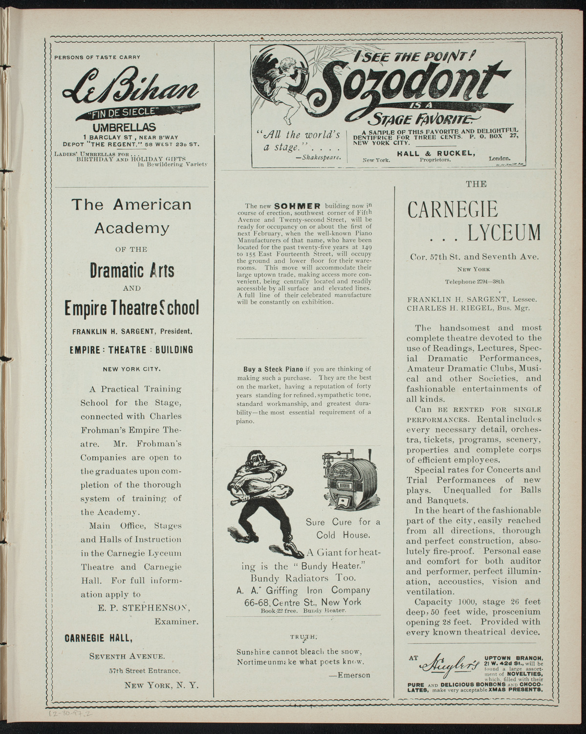 Holiday Pantomime by the Junior League, December 30, 1897, program page 3