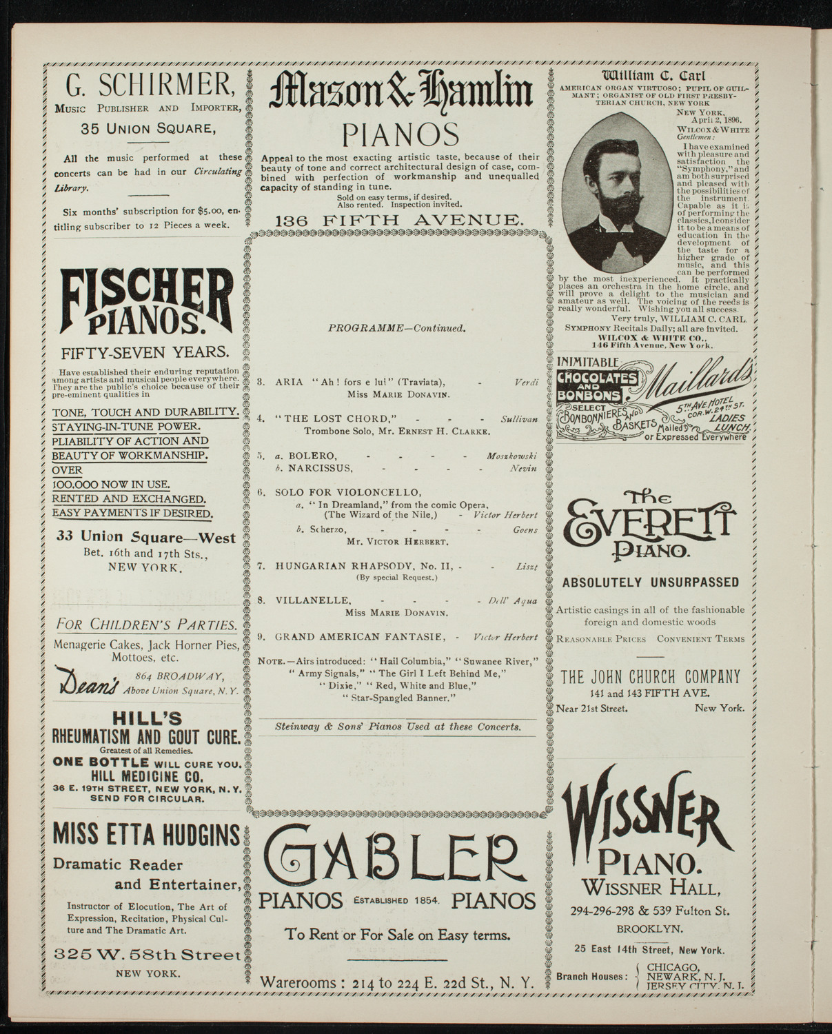 Victor Herbert and His 22nd Regiment Band, March 7, 1897, program page 6