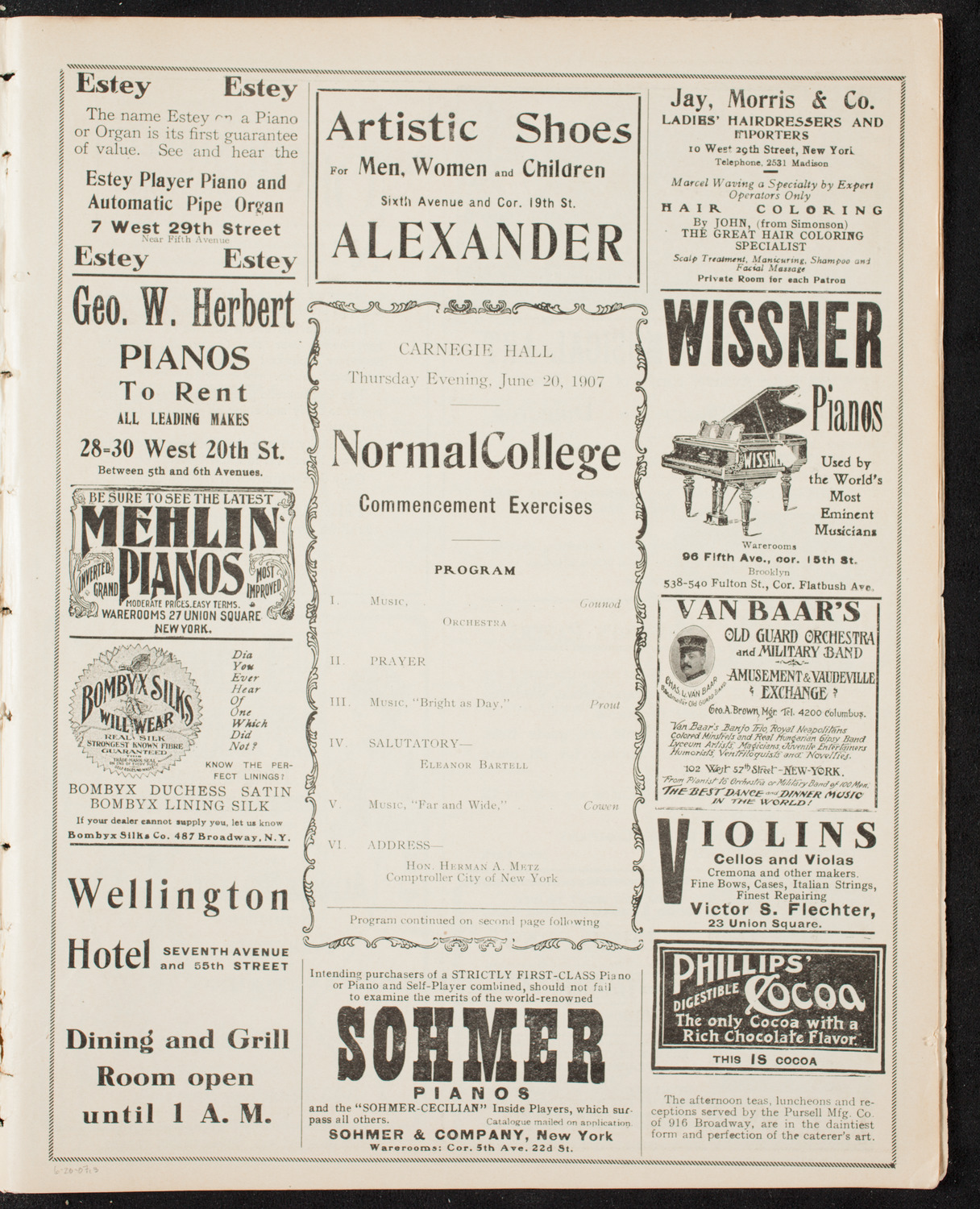 Graduation: Normal College, June 20, 1907, program page 5