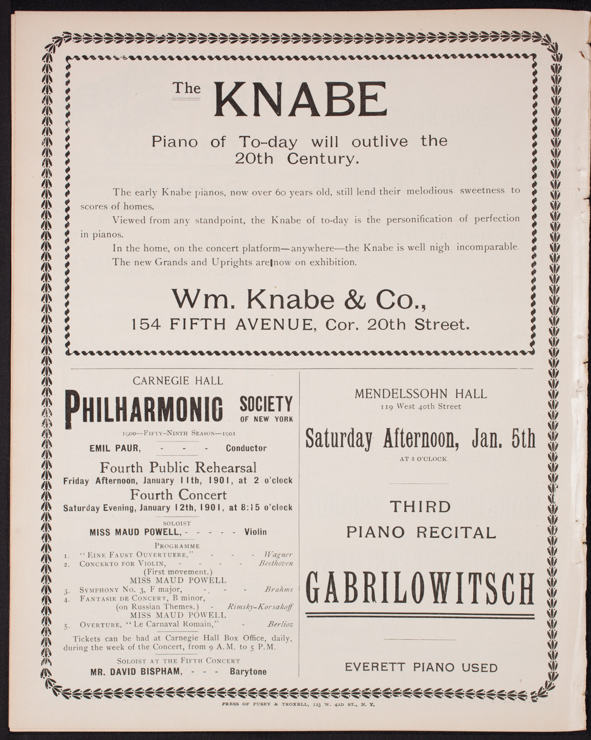 New York Philharmonic, December 21, 1900, program page 10