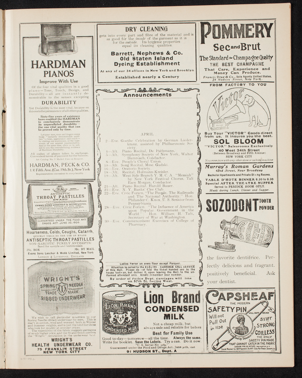 MacDowell Memorial Concert, March 31, 1908, program page 3