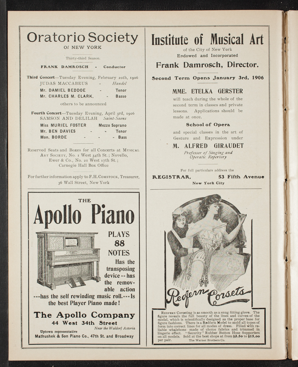 Victor Herbert's Orchestra, December 31, 1905, program page 2