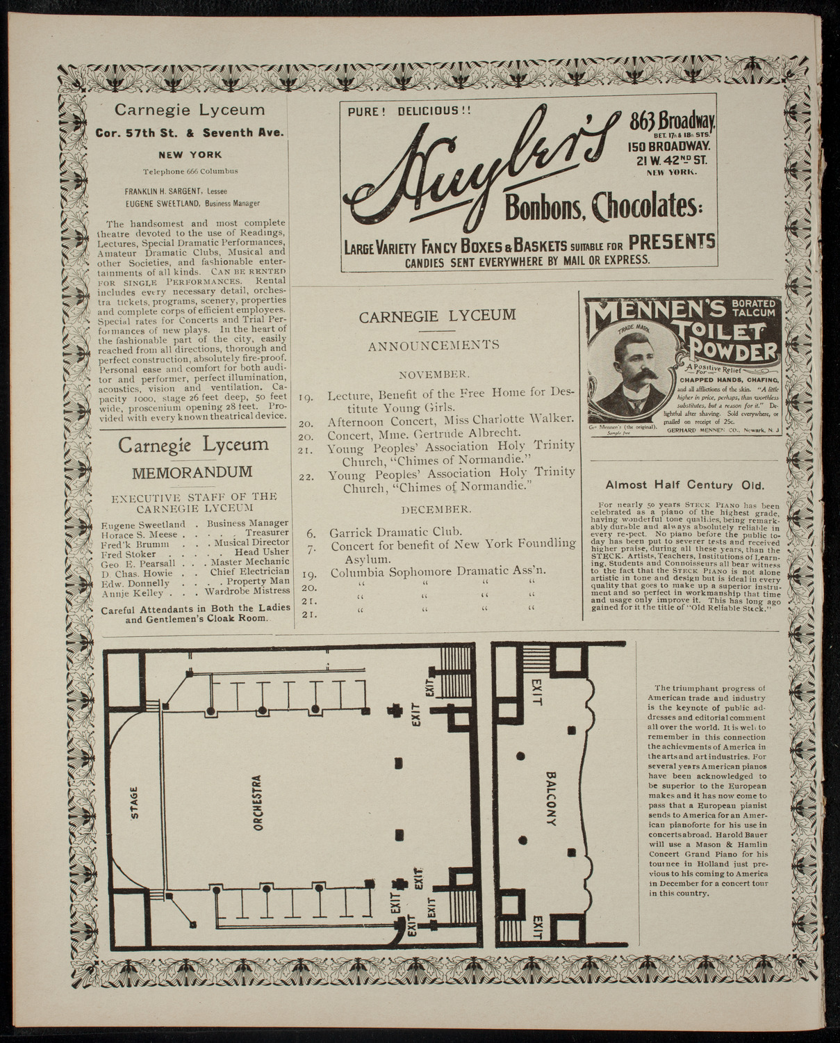 Academy Stock Company of the American Academy of Dramatic Arts and Empire Theatre Dramatic School, November 16, 1901, program page 4