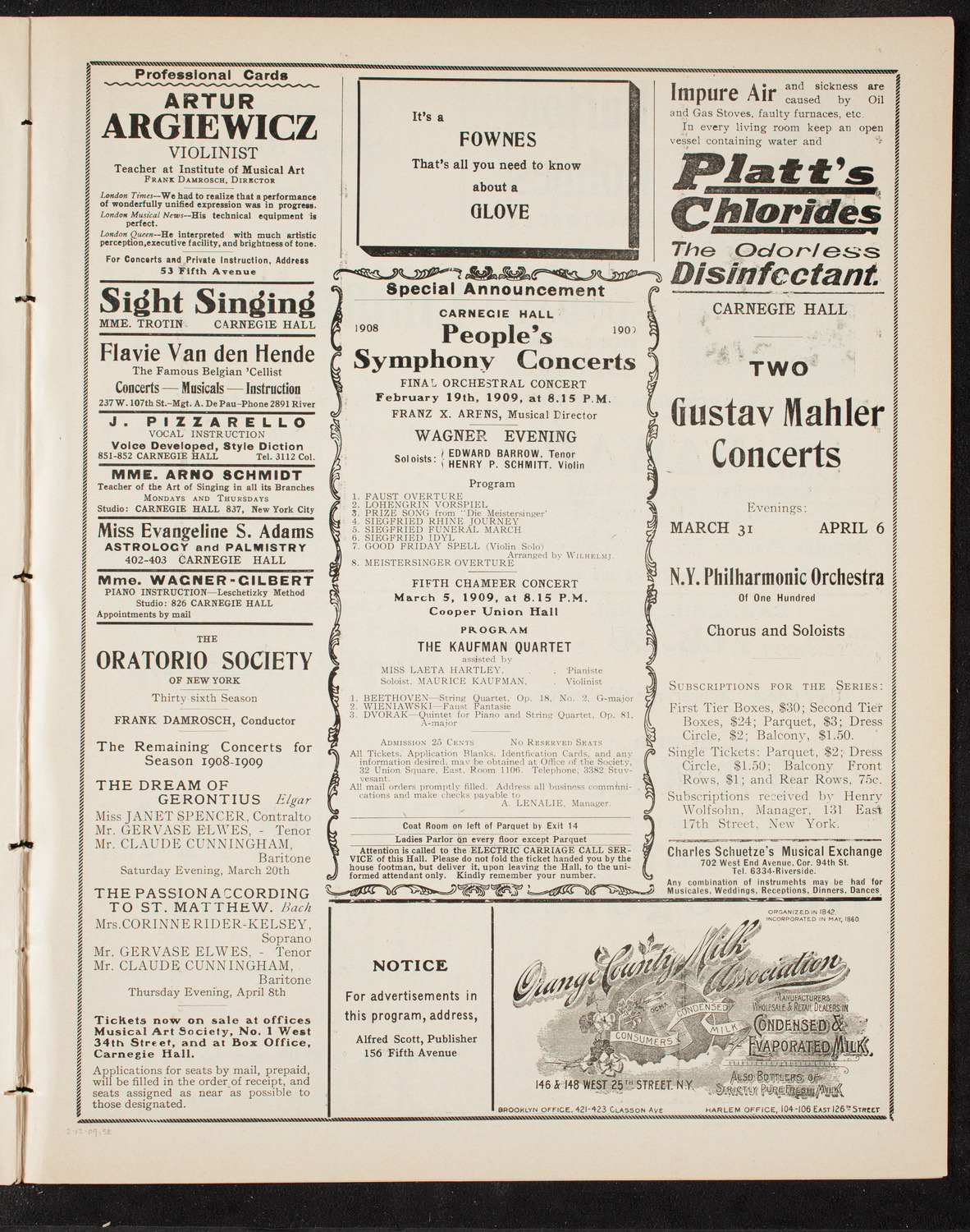 Tribute: Abraham Lincoln, February 12, 1909, program page 9
