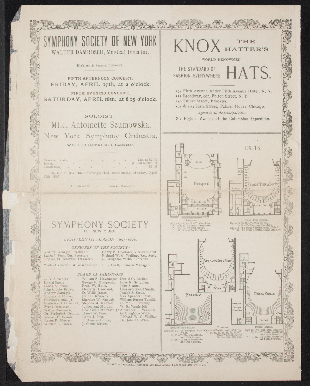 New York Philharmonic, April 10, 1896, program page 4