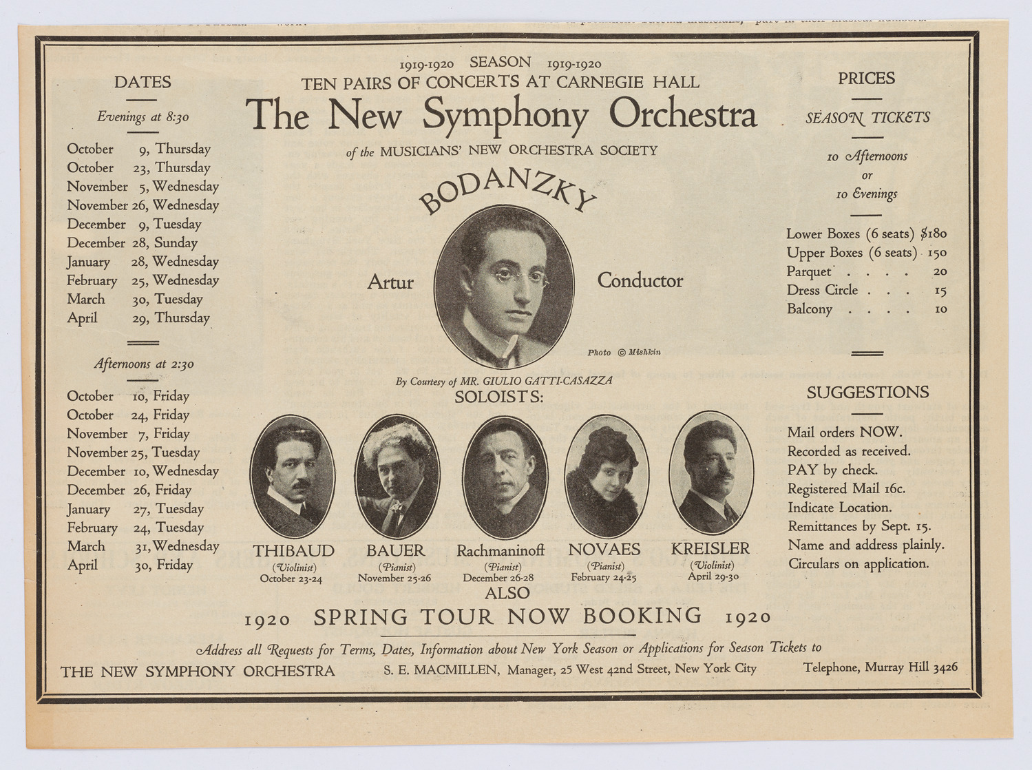 New Symphony Orchestra, 1919-1920