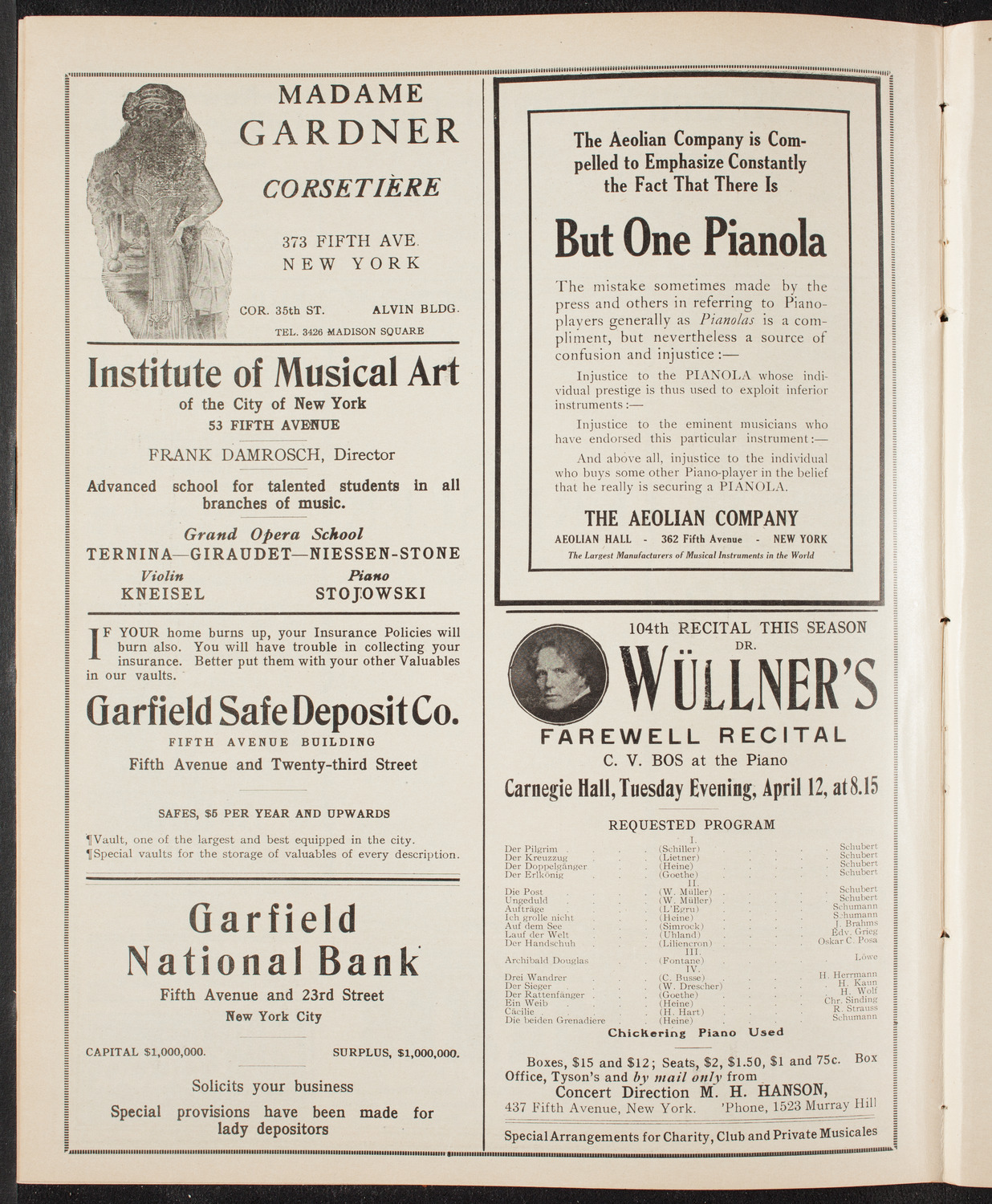 Fritz Kreisler, Violin, April 2, 1910, program page 6