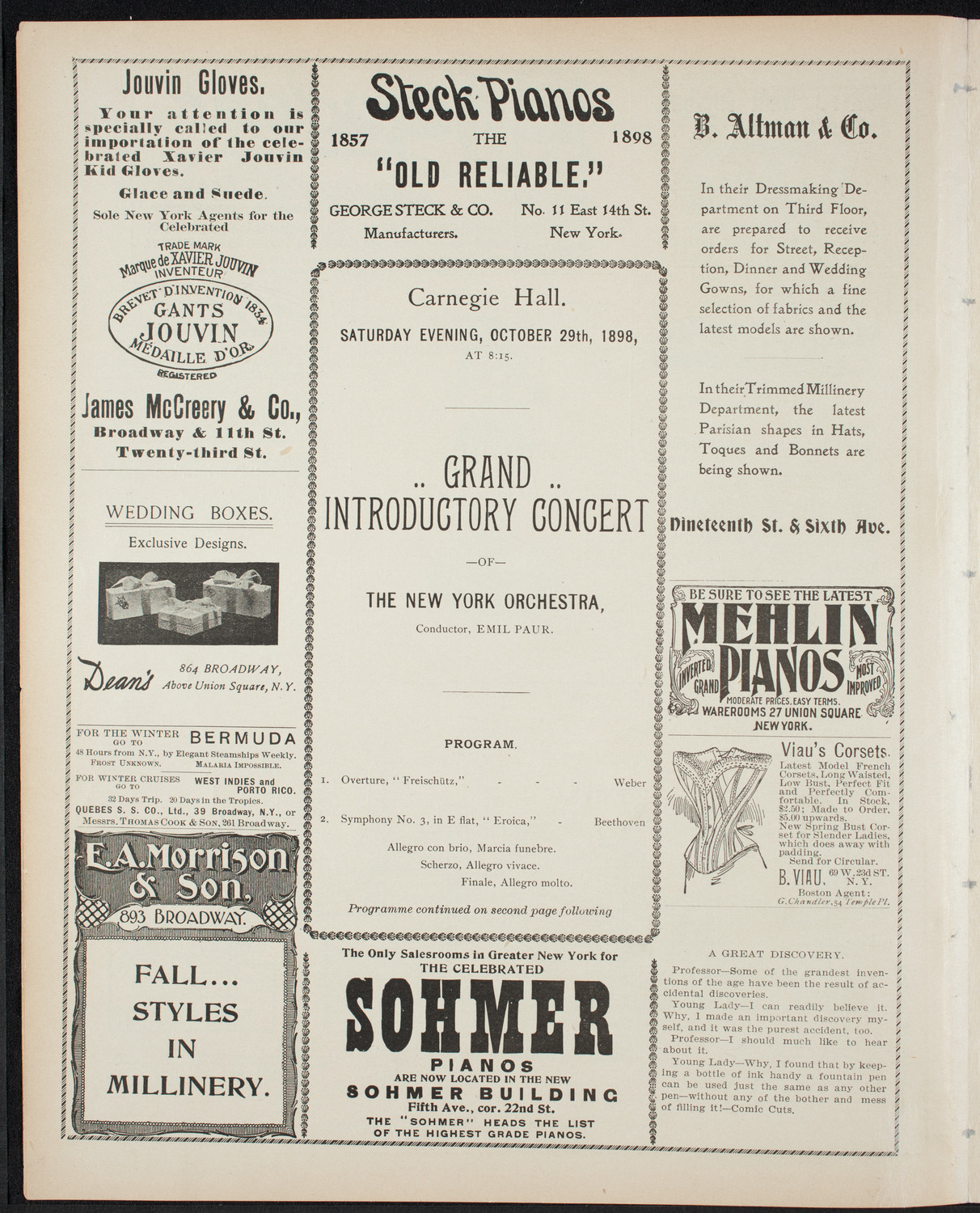 New York Orchestra (Paur Symphony Orchestra), October 29, 1898, program page 4