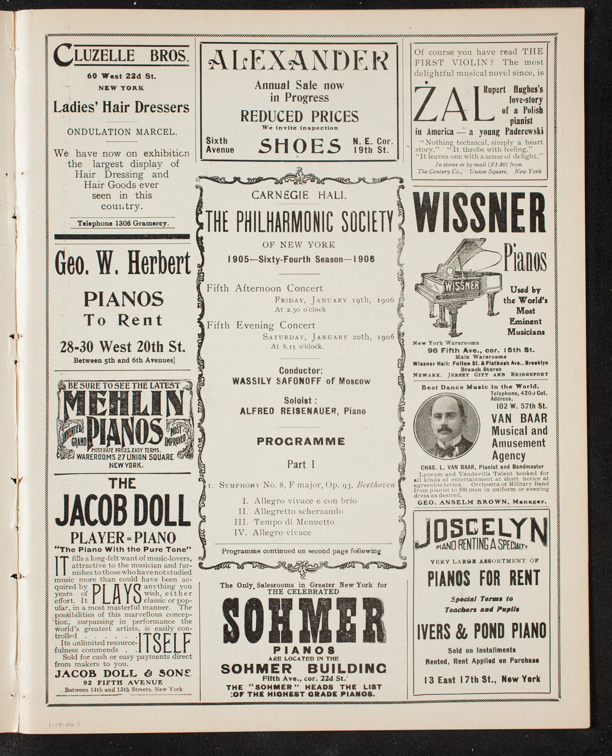 New York Philharmonic, January 19, 1906, program page 5