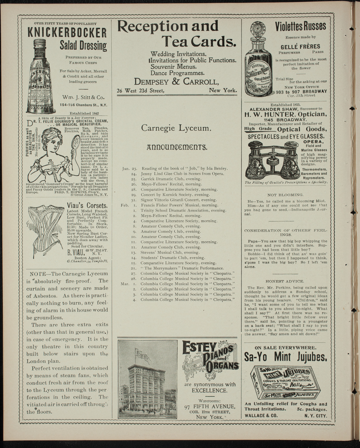 Comparative Literature Society Saturday Morning Conference, January 21, 1899, program page 2