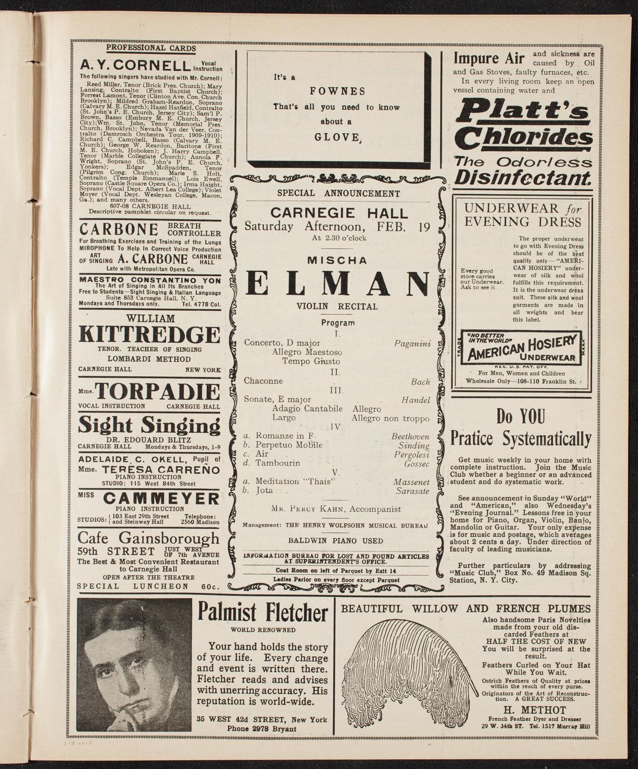 New York Symphony Orchestra, February 8, 1910, program page 9