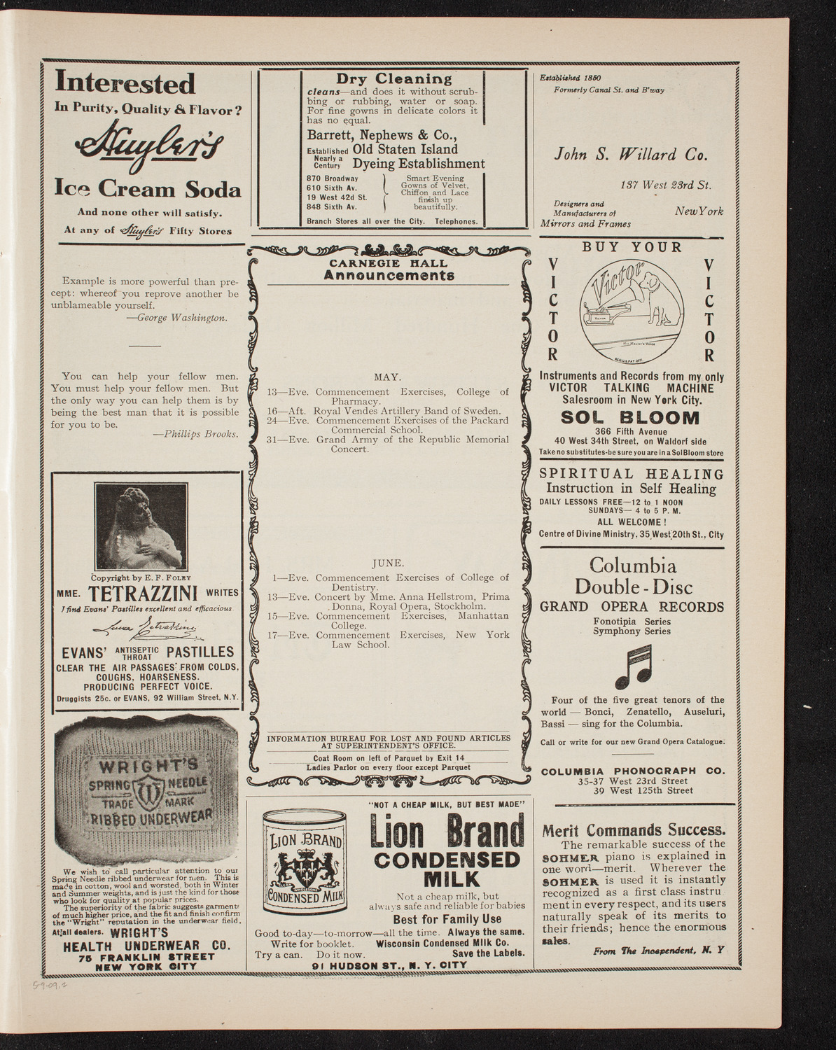 Amicitia Amateur Band, May 9, 1909, program page 3