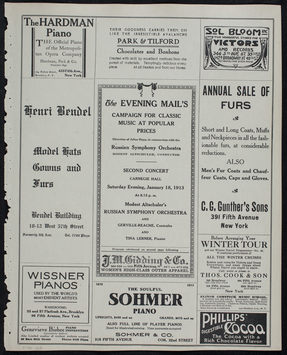 Russian Symphony Society of New York, January 18, 1913, program page 5