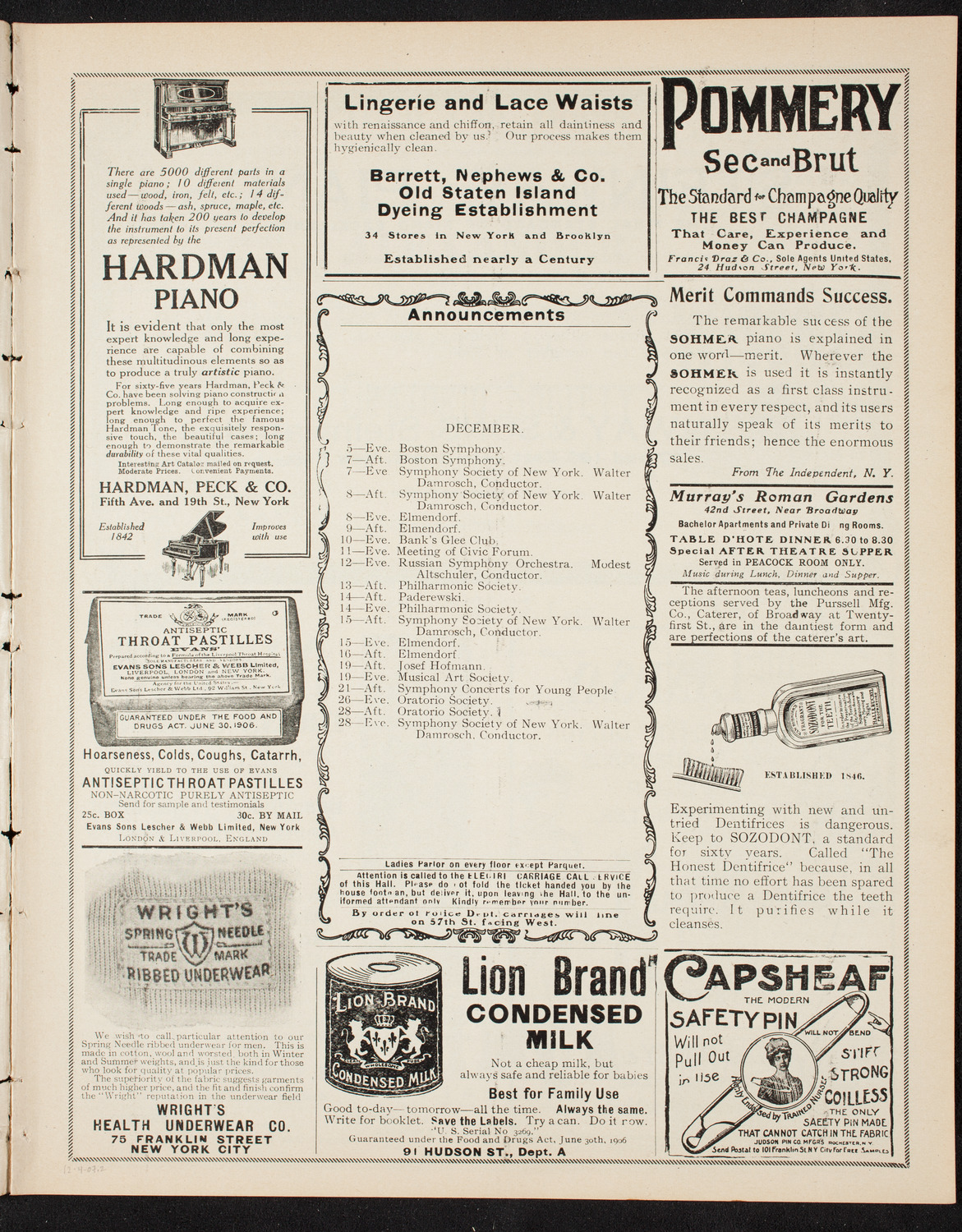 Oratorio Society of New York, December 4, 1907, program page 3
