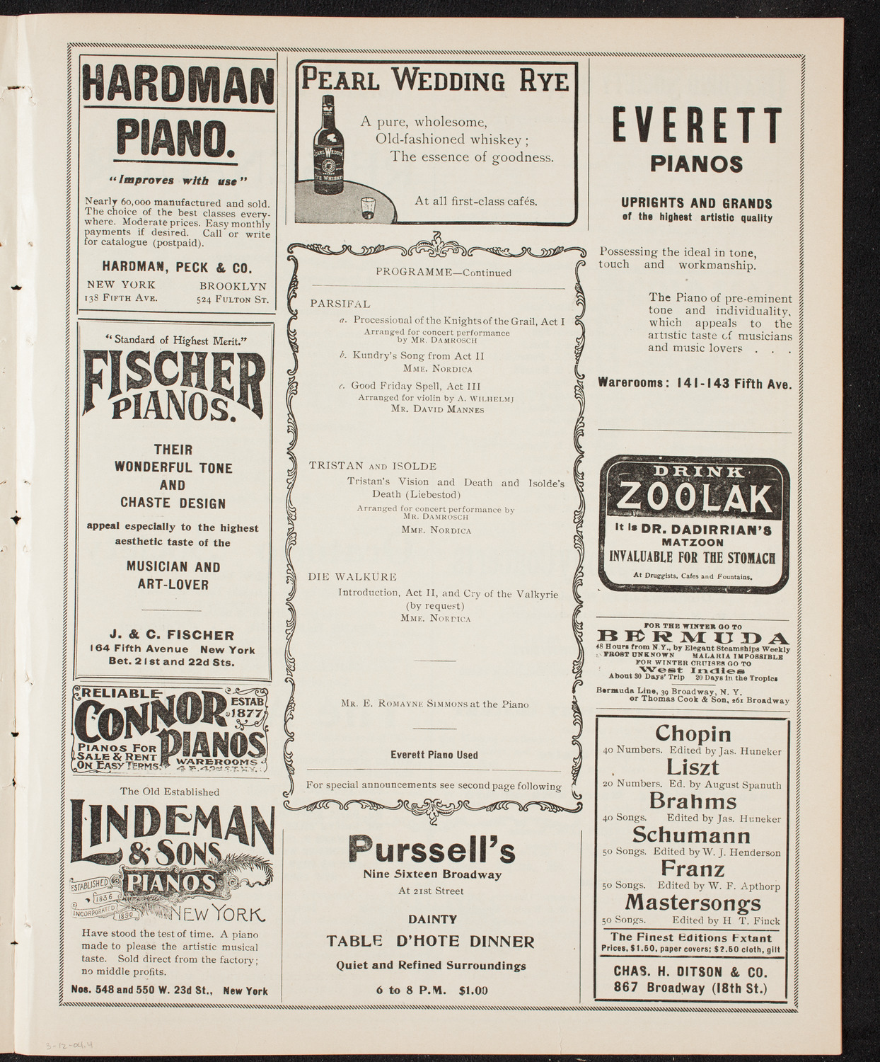Lillian Nordica, Soprano, with the New York Symphony Orchestra, March 12, 1904, program page 7
