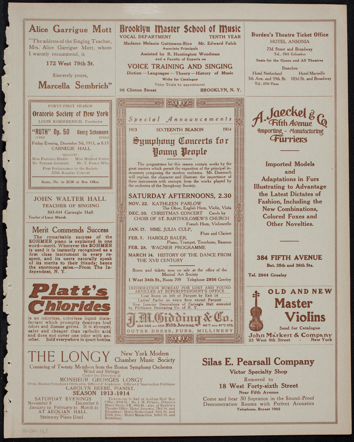 Elmendorf Lecture: Ceylon and the Sinhalese, October 27, 1913, program page 9