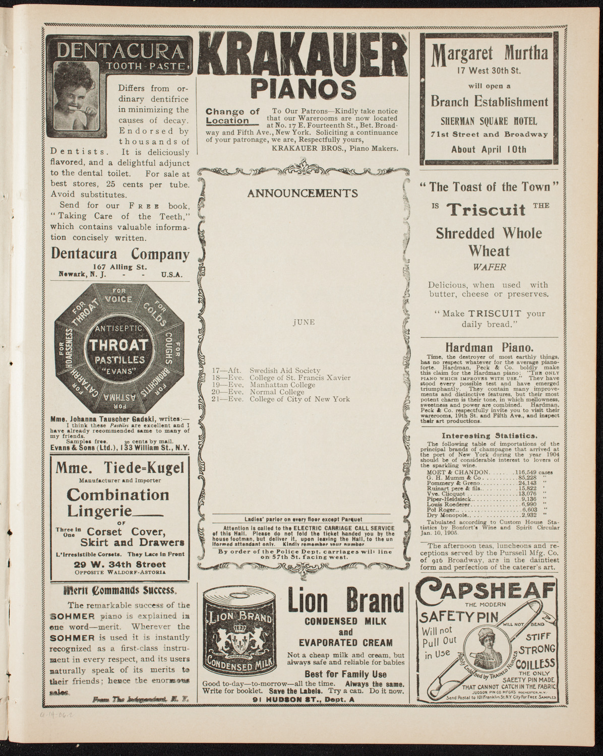 Graduation: New York Law School, June 14, 1906, program page 3
