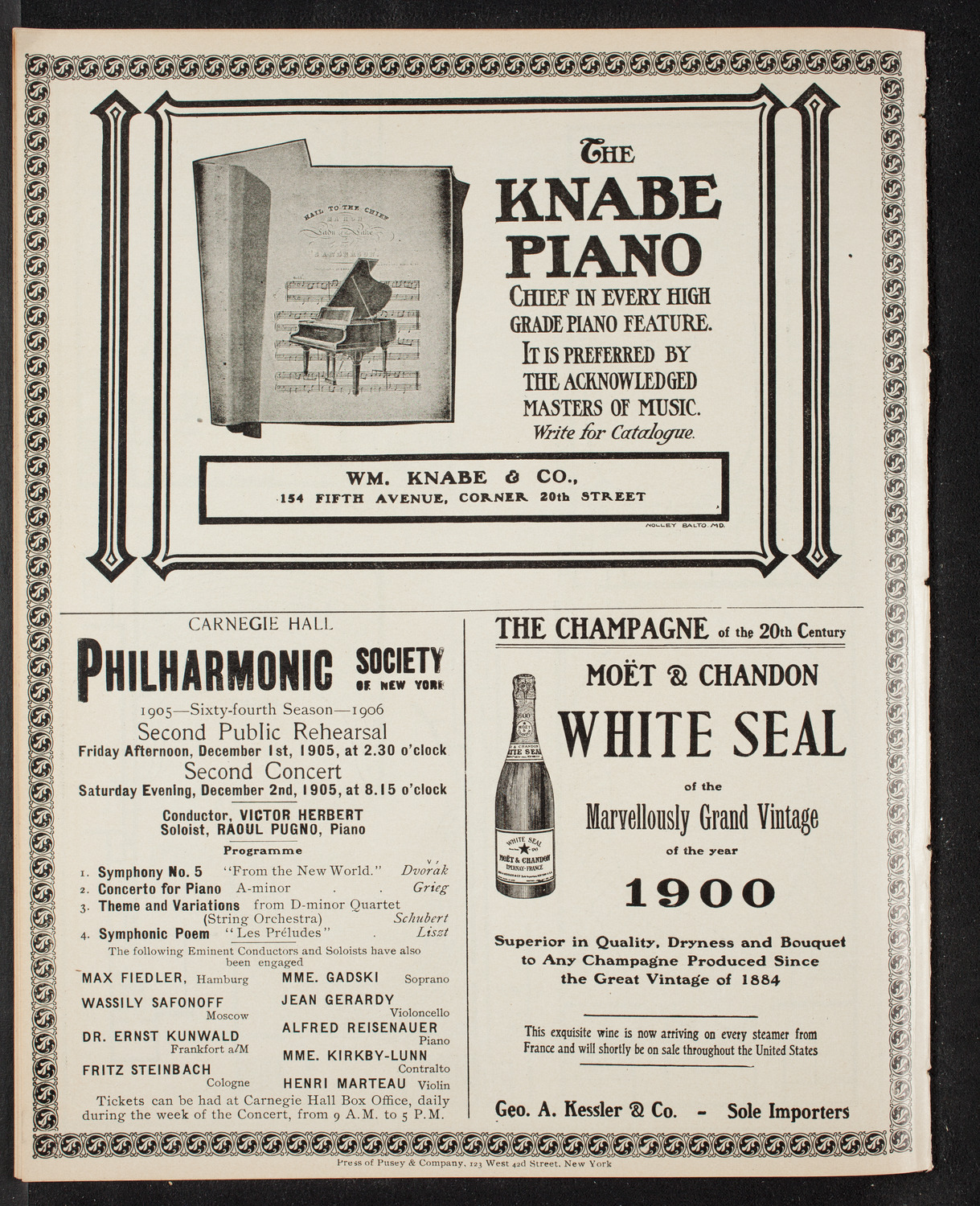 Alfred Reisenauer, Piano, November 19, 1905, program page 12