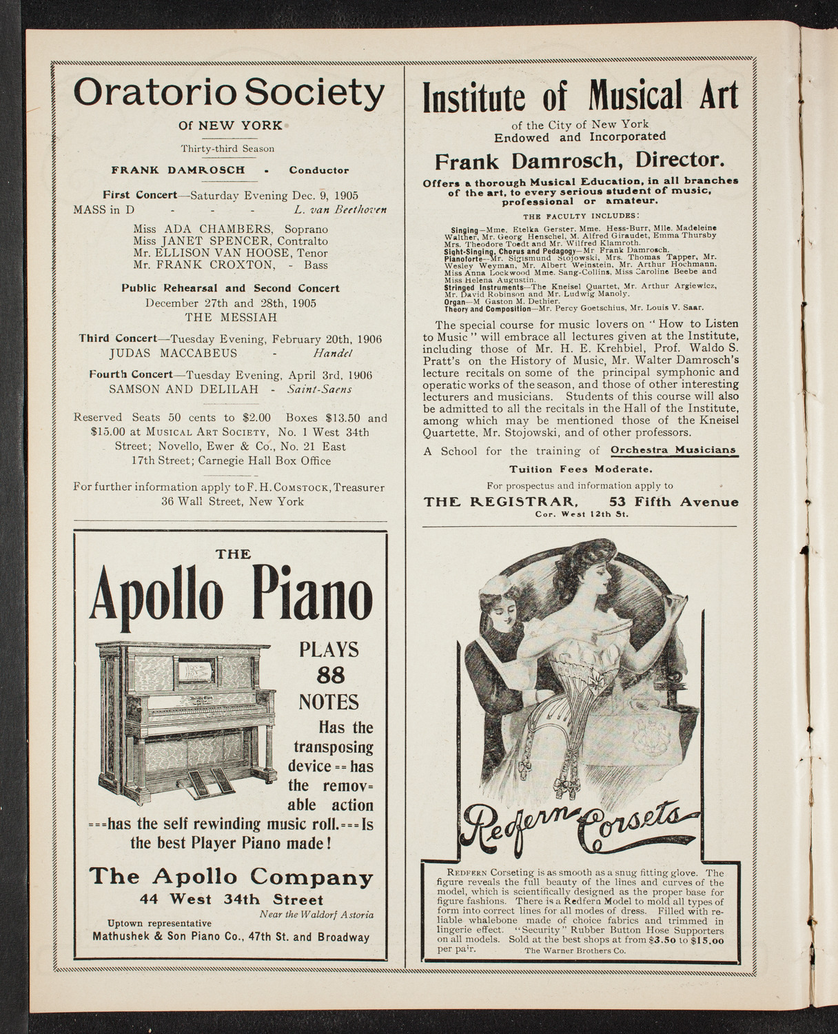 Mendelssohn's Elijah, December 8, 1905, program page 2