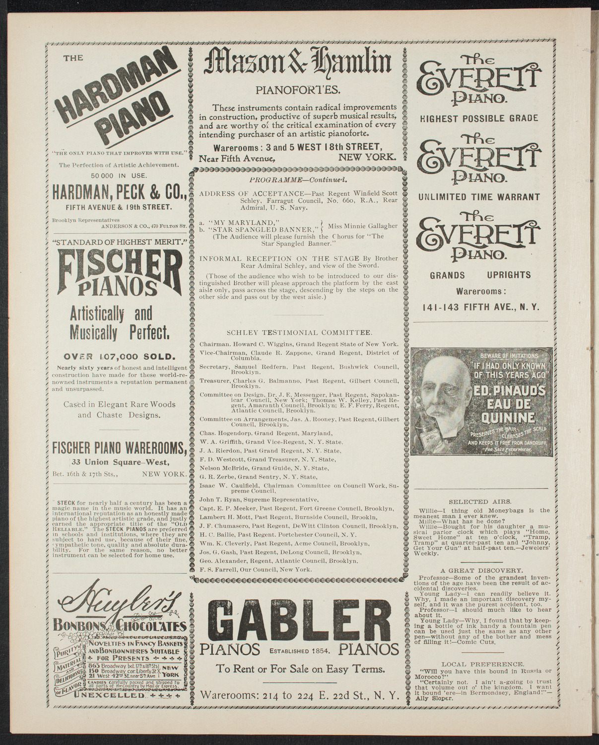 Tribute: Winfield Scott Schley, January 20, 1899, program page 6