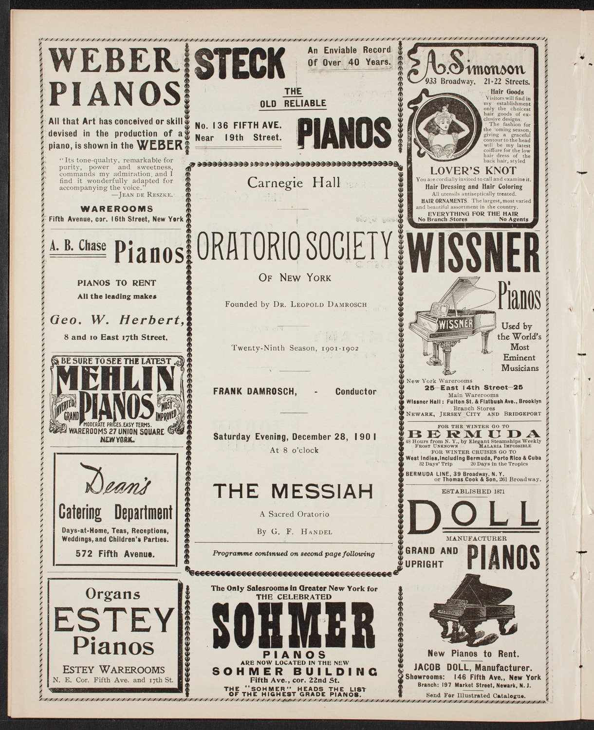 Oratorio Society of New York, December 28, 1901, program page 6
