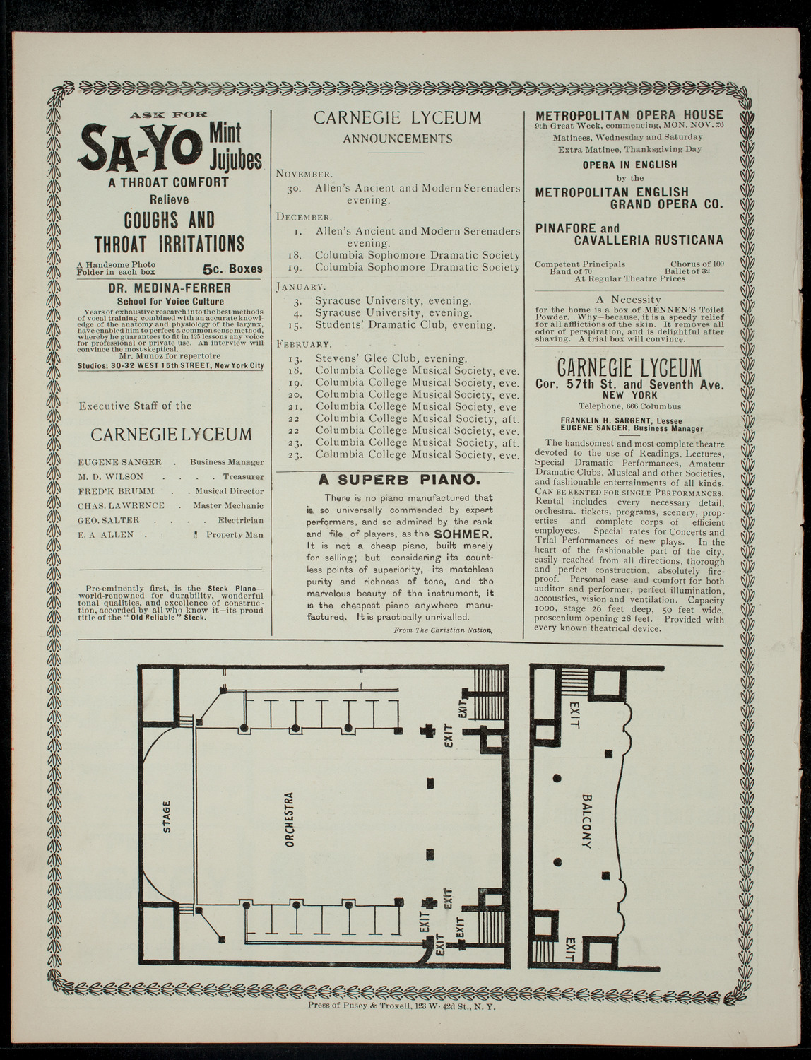 The Women's Philharmonic Society of New York, November 27, 1900, program page 4