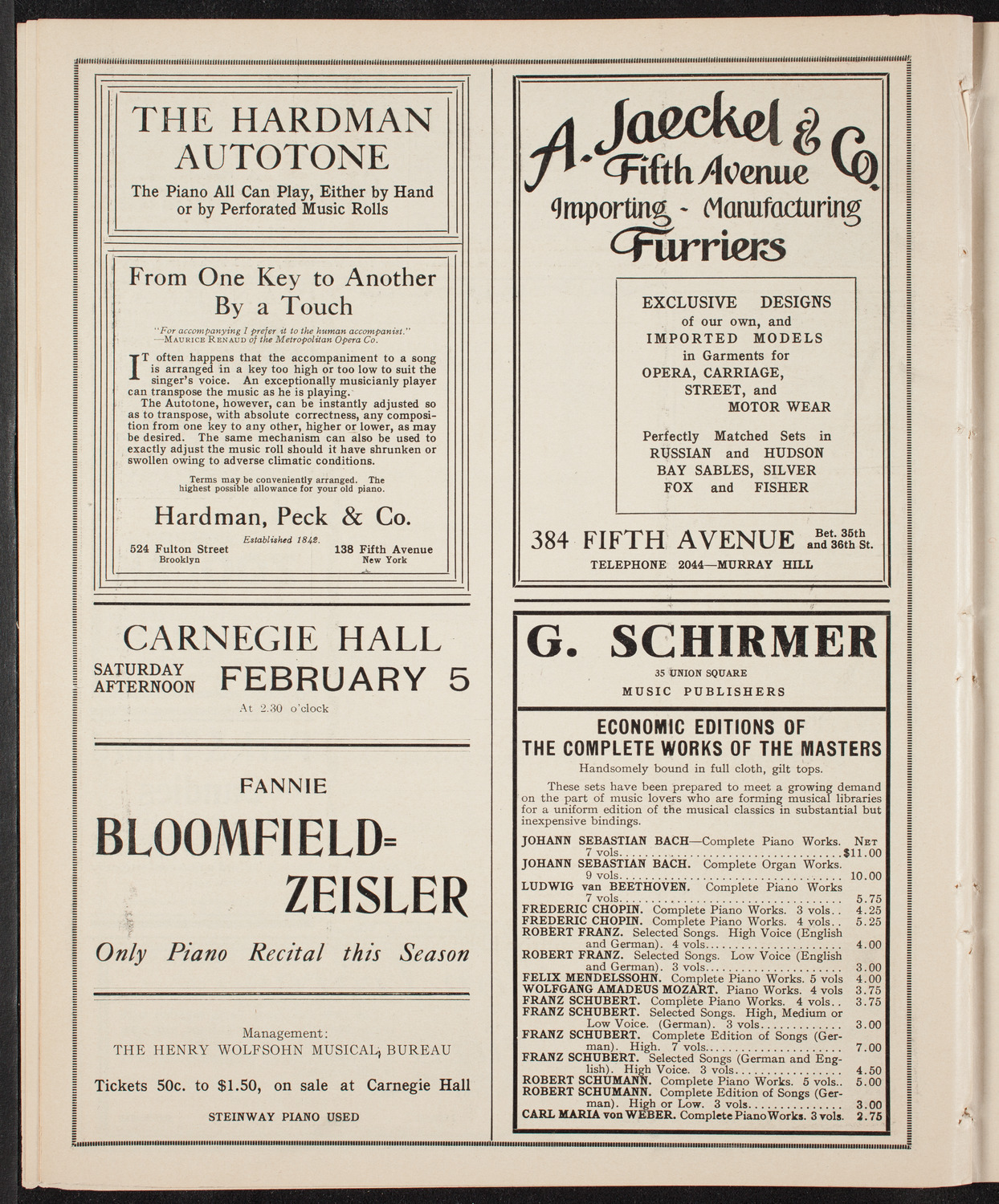 New York Symphony Orchestra, January 25, 1910, program page 8