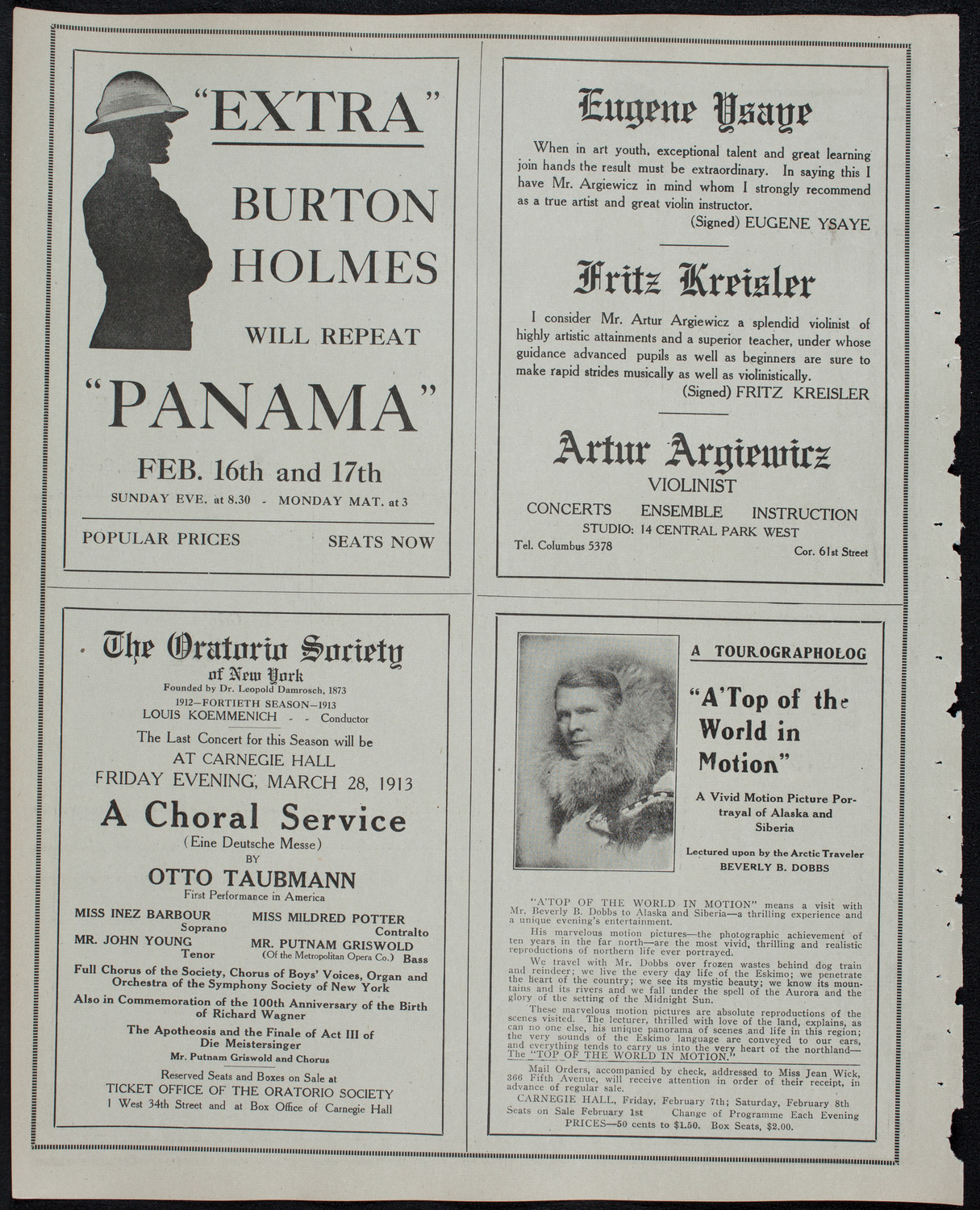 Motion Picture Lecture by Col. Charles J. "Buffalo" Jones, January 29, 1913, program page 10