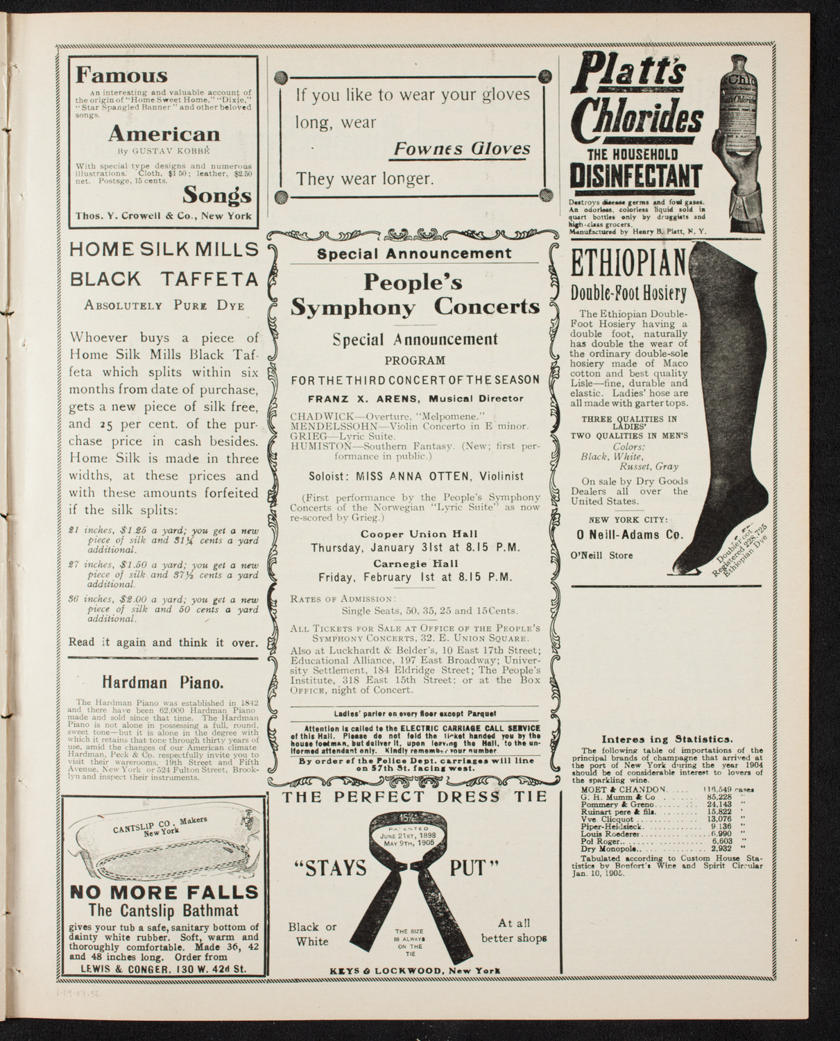 New York Symphony Orchestra, January 19, 1907, program page 9