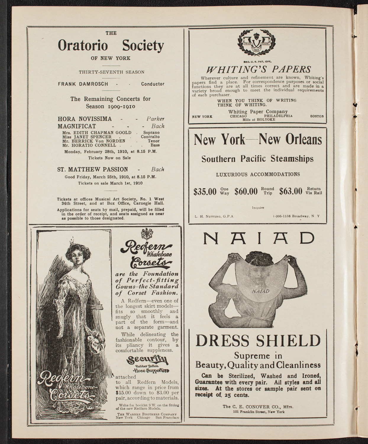 Catholic Oratorio Society, February 20, 1910, program page 2