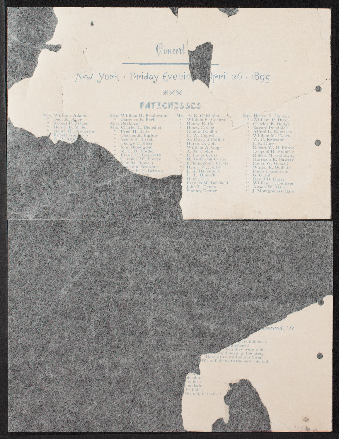 Yale Glee and Banjo Club, April 26, 1895, program page 2