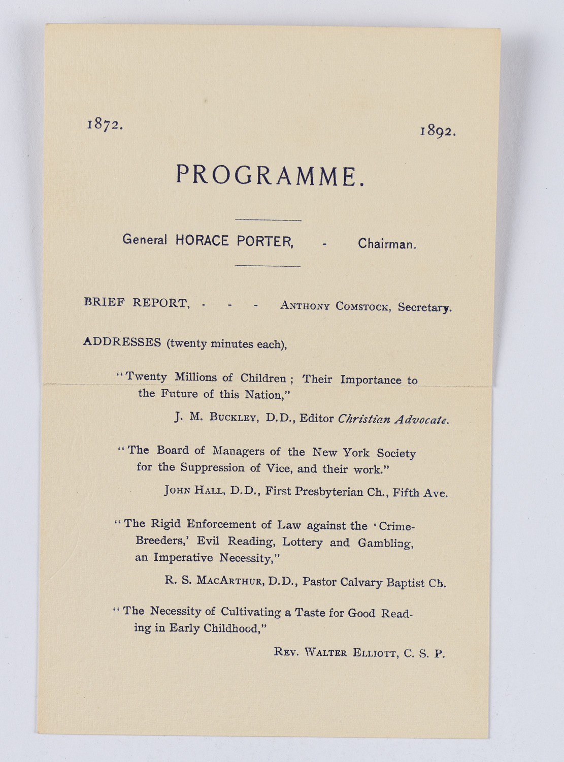 Meeting: New York Society for the Suppression of Vice, March 1, 1892