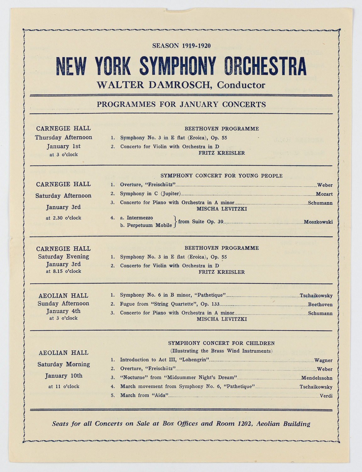 New York Symphony Orchestra, January 1920