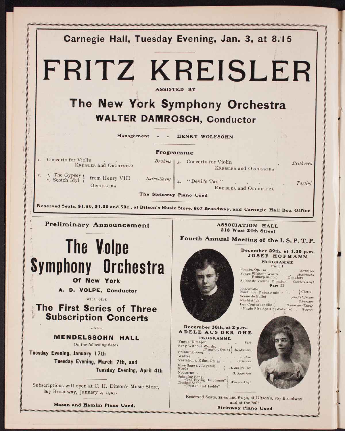 Josef Hofmann, Piano, December 25, 1904, program page 10