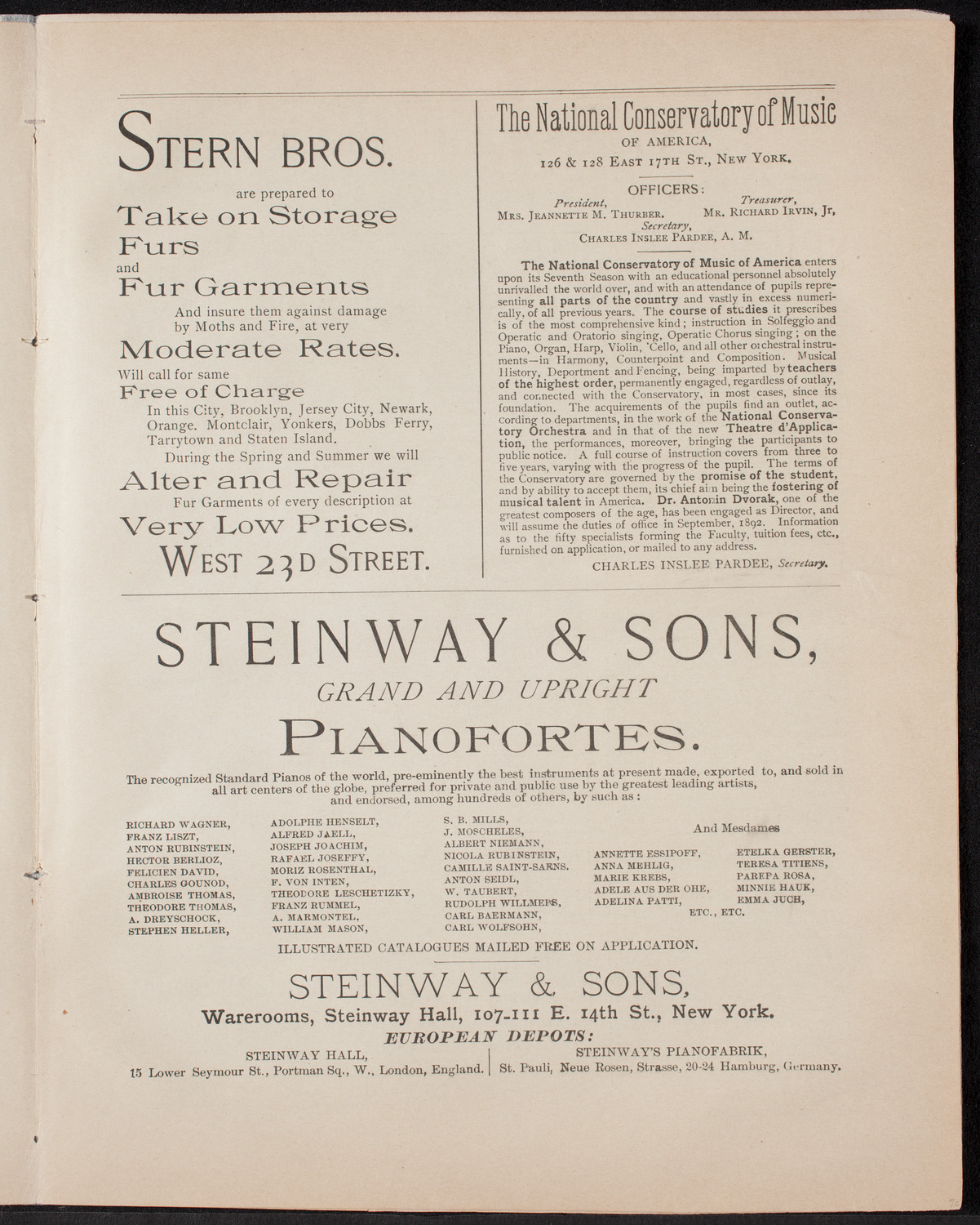 Urania Scientific Theatre, April 20, 1892, program page 7