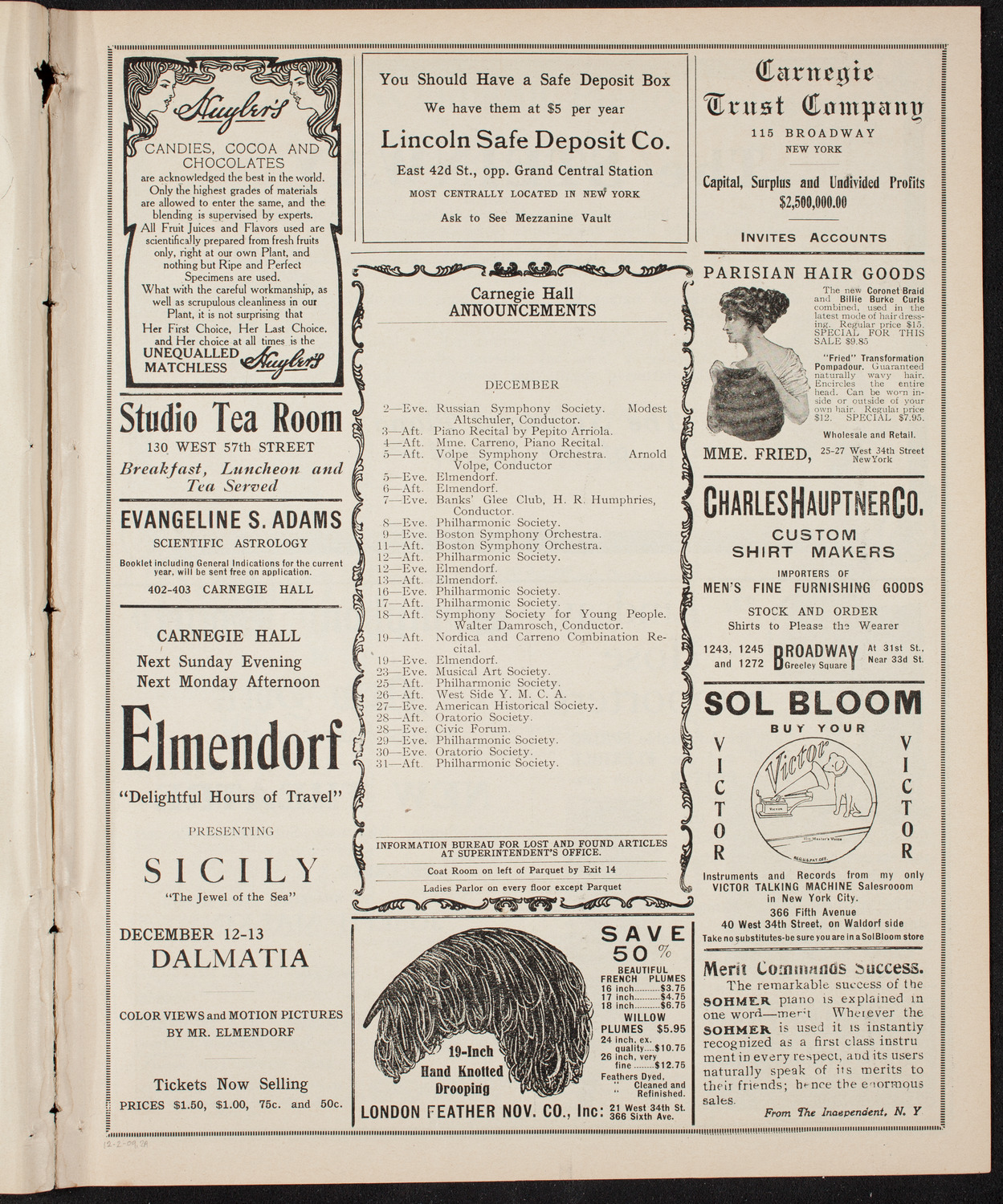 Isadora Duncan, Dancer, with the New York Symphony Orchestra, December 2, 1909, program page 3