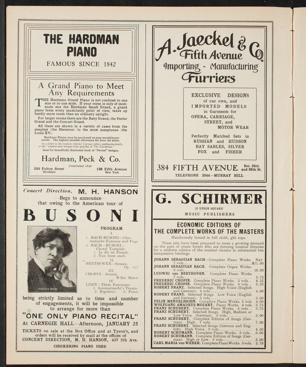 New York Philharmonic, January 14, 1910, program page 8