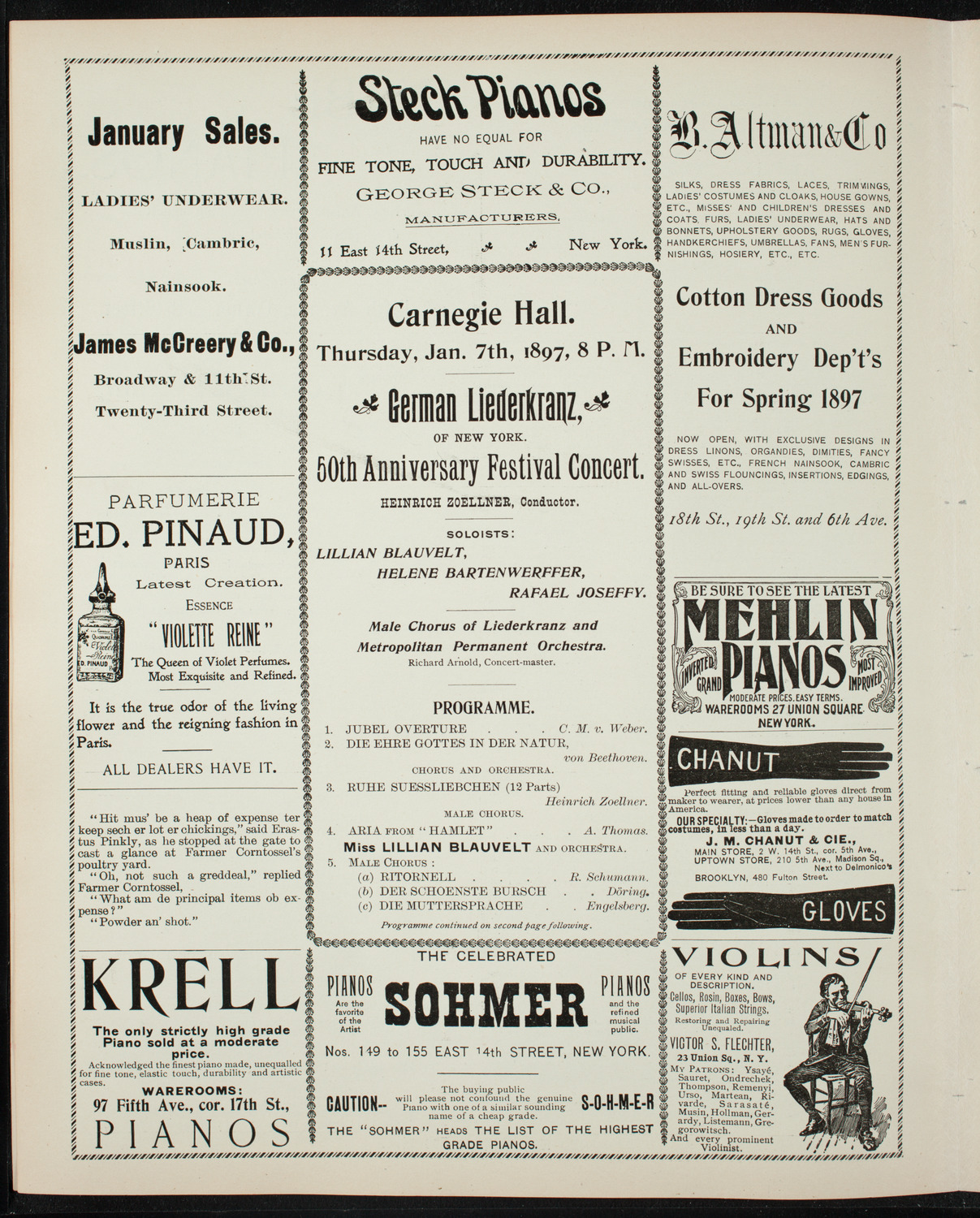 German Liederkranz of New York: 50th Anniversary Concert, January 7, 1897, program page 4