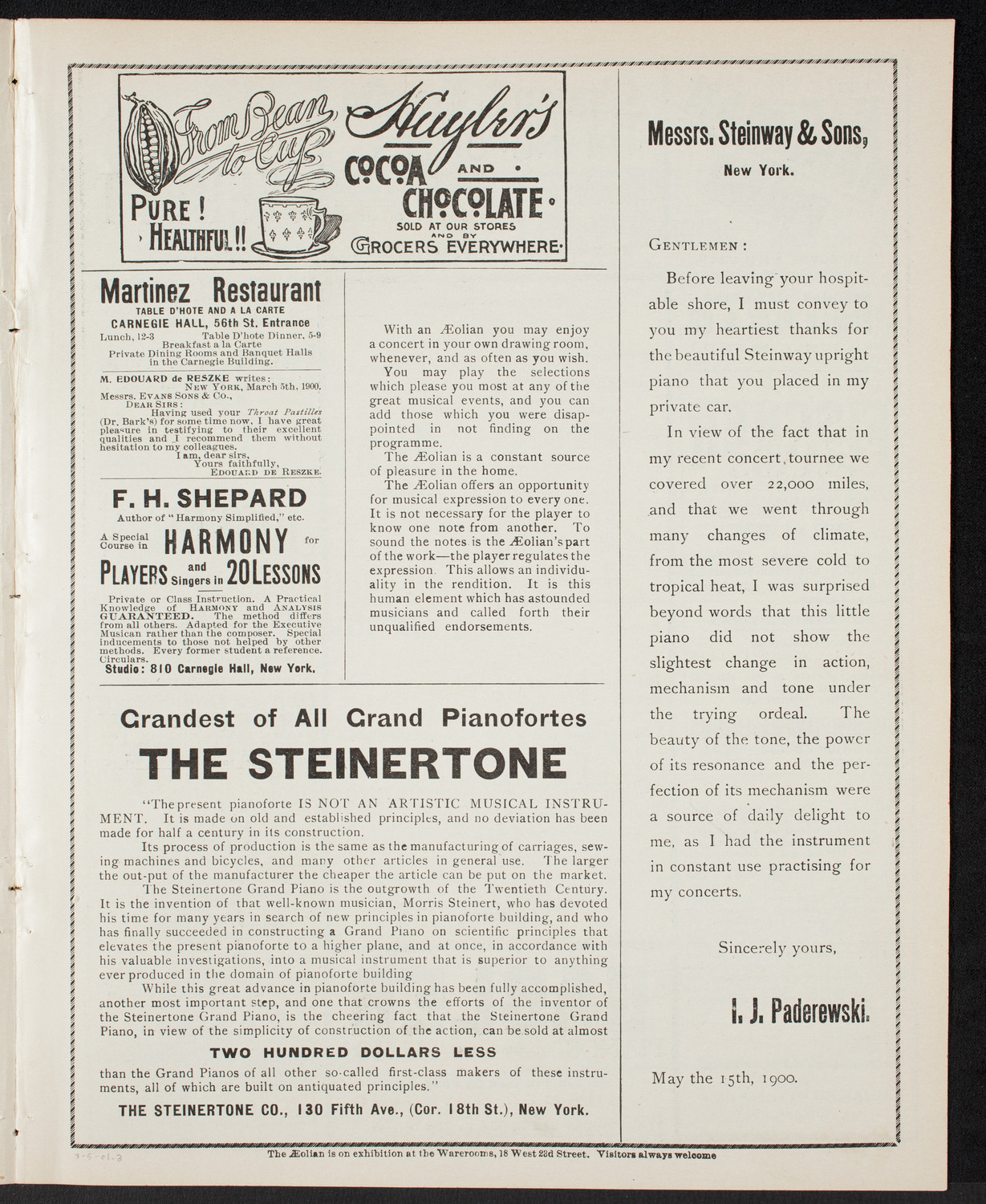 Josef Hofmann, Piano, March 5, 1901, program page 5